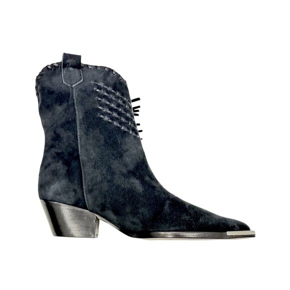 Schutz Alexxa Womens Western Fringe Boots Black Suede 5.5B NWOB - Picture 8 of 9